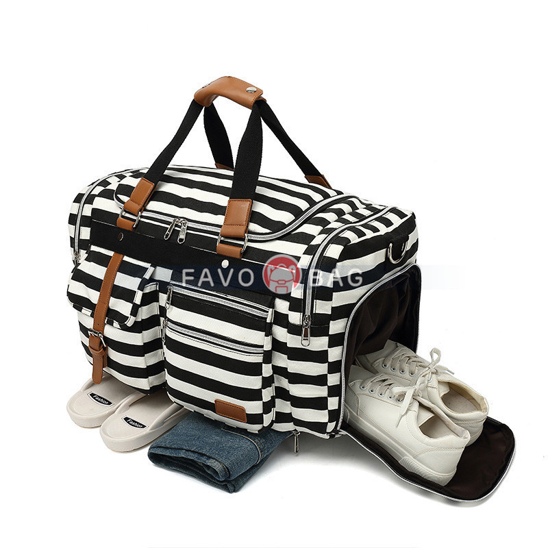 Overnight Duffel Bag Shoe Pocket for Women Men Weekend Travel Tote Carry On Bag