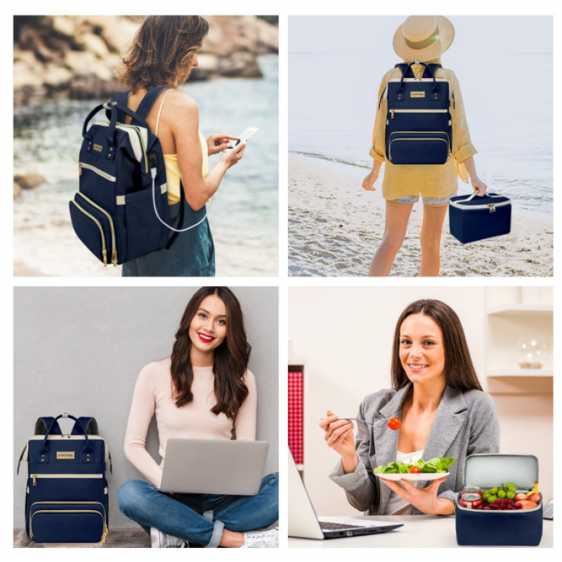 15.6" Laptop Backpack With USB Port Work Backpack With Lunch Bag  Laptop bag Gifts For Women Men 
